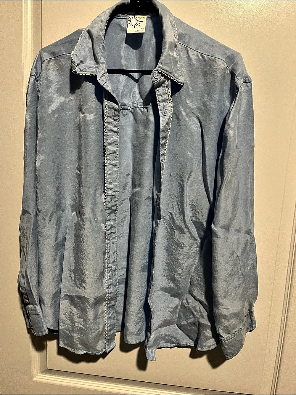 Offline by Aerie You're So Smooth Button Up Shirt and Short Set Blue Small